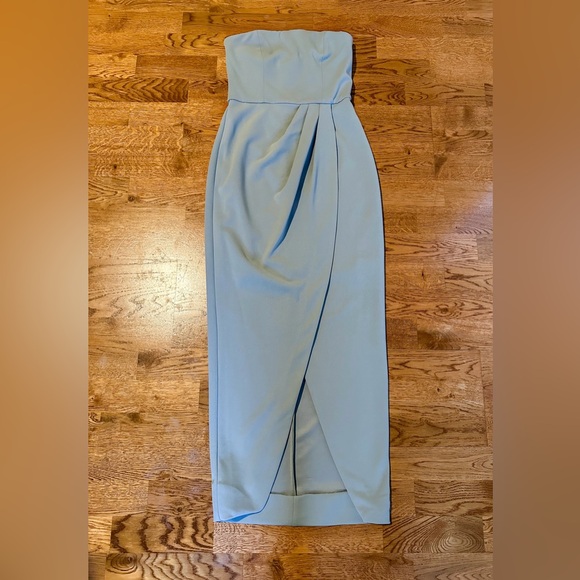 🎉HP🎉WAYF The Angelique Strapless Tulip Gown Sage Green Size XXS - Picture 3 of 16